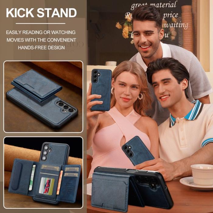 LC.imeeke - LC.IMEEKE L5 Samsung Galaxy S23 FE Fodral Äkta läder - Blå