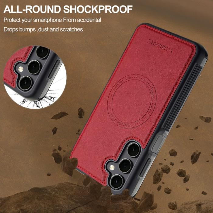 LC.imeeke - LC.IMEEKE L5 Samsung Galaxy S23 FE Fodral Äkta läder - Röd