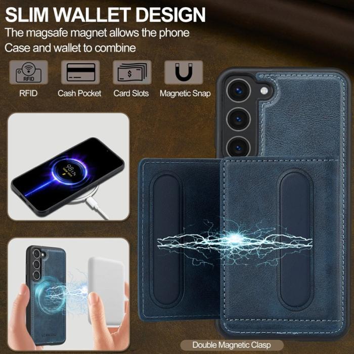 LC.imeeke - LC.IMEEKE L5 Samsung Galaxy S23 Fodral Äkta läder - Blå