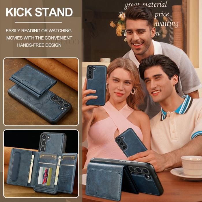 LC.imeeke - LC.IMEEKE L5 Samsung Galaxy S23 Fodral Äkta läder - Blå