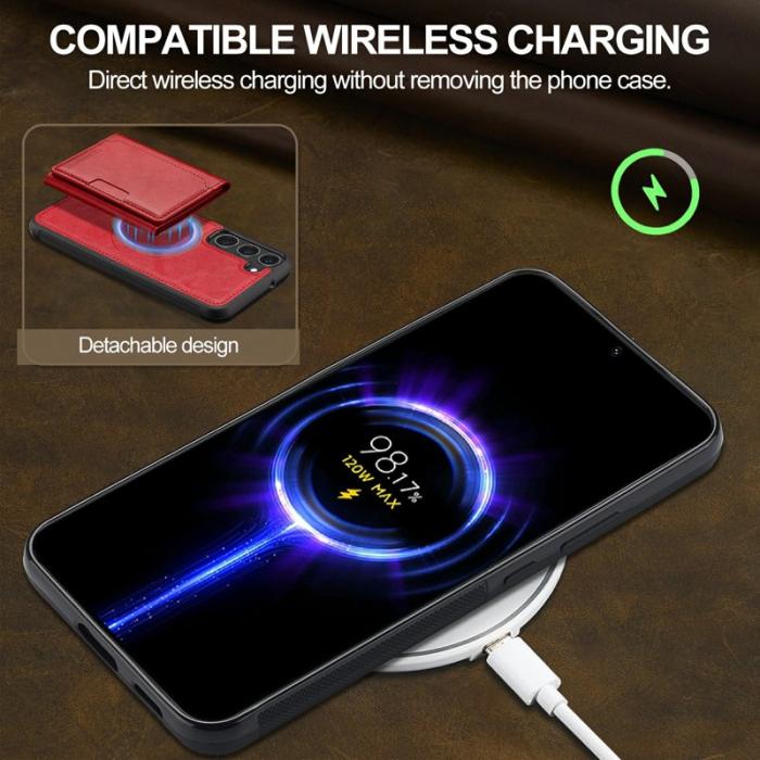 LC.imeeke - LC.IMEEKE L5 Samsung Galaxy S23 Fodral Äkta läder - Röd