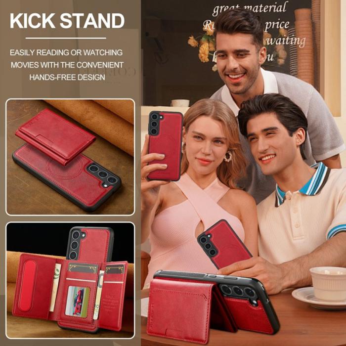 LC.imeeke - LC.IMEEKE L5 Samsung Galaxy S23 Fodral Äkta läder - Röd