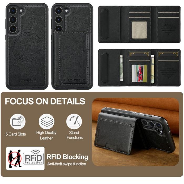 LC.imeeke - LC.IMEEKE L5 Samsung Galaxy S23 Fodral Äkta läder - Svart