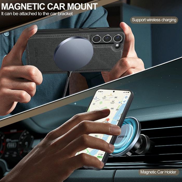 LC.imeeke - LC.IMEEKE L5 Samsung Galaxy S23 Fodral Äkta läder - Svart