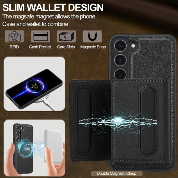 LC.imeeke - LC.IMEEKE L5 Samsung Galaxy S23 Fodral Äkta läder - Svart