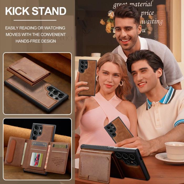 LC.imeeke - LC.IMEEKE L5 Samsung Galaxy S23 Ultra Fodral Äkta läder - Brun