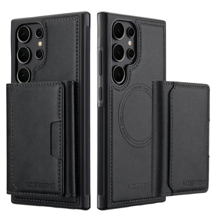 LC.imeeke - LC.IMEEKE L5 Samsung Galaxy S23 Ultra Fodral Äkta läder - Svart