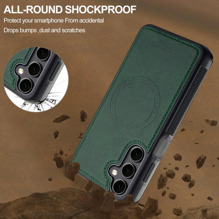 LC.imeeke - LC.IMEEKE L5 Samsung Galaxy S24 Fodral Äkta läder - Grön