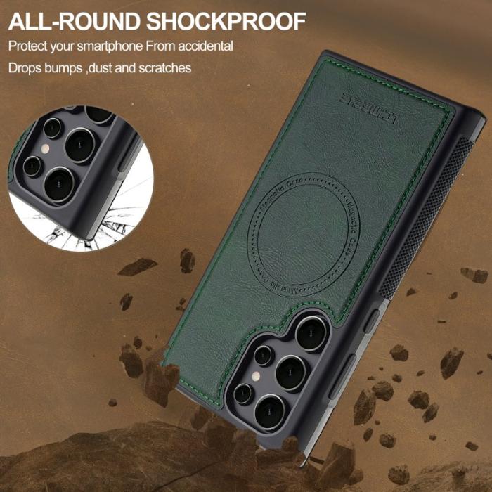 LC.imeeke - LC.IMEEKE L5 Samsung Galaxy S24 Ultra Fodral Äkta läder - Grön