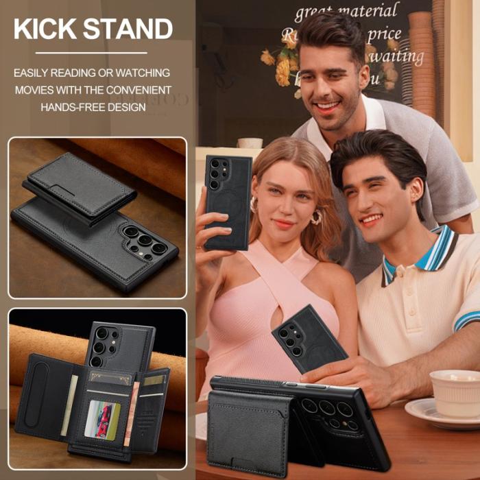 LC.imeeke - LC.IMEEKE L5 Samsung Galaxy S24 Ultra Fodral Äkta läder - Svart