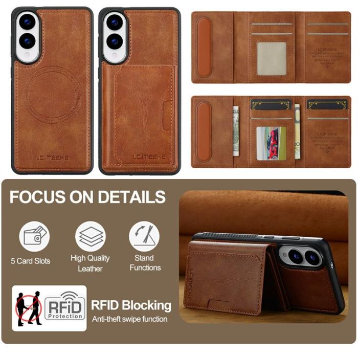 LC.imeeke - LC.IMEEKE L5 Samsung Galaxy S25 Edge Fodral KonstLäder - Brun