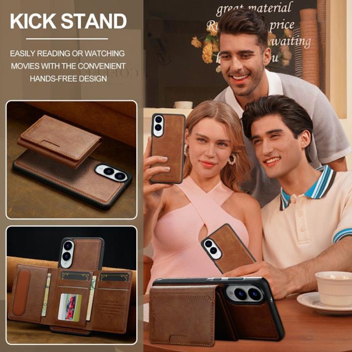 LC.imeeke - LC.IMEEKE L5 Samsung Galaxy S25 Edge Fodral KonstLäder - Brun