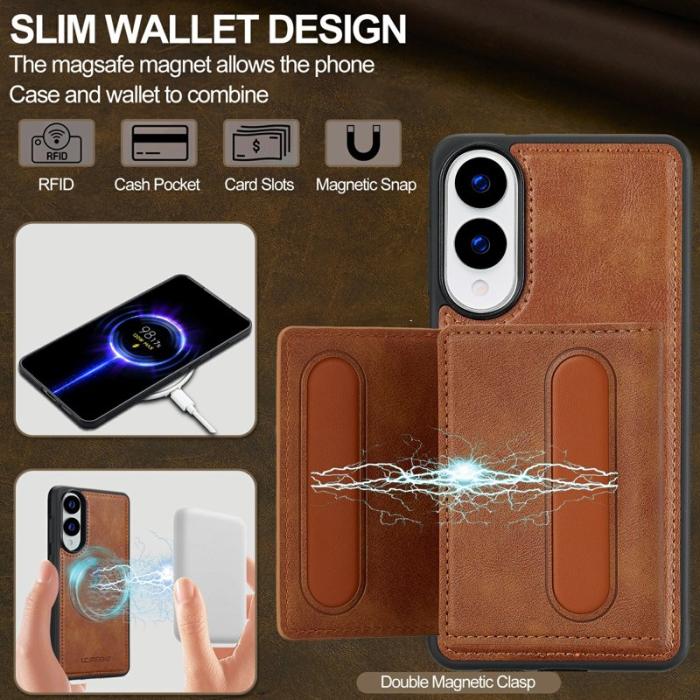 LC.imeeke - LC.IMEEKE L5 Samsung Galaxy S25 Edge Fodral KonstLäder - Brun