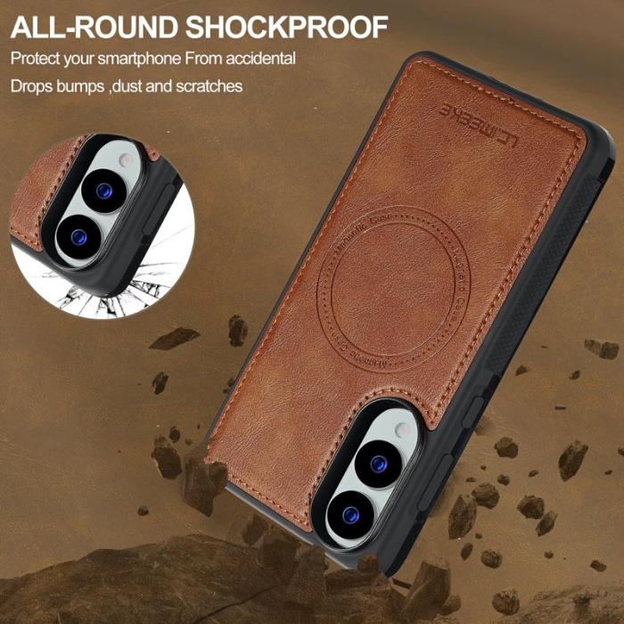 LC.imeeke - LC.IMEEKE L5 Samsung Galaxy S25 Edge Fodral KonstLäder - Brun