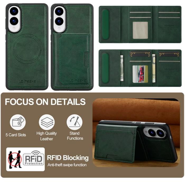 LC.imeeke - LC.IMEEKE L5 Samsung Galaxy S25 Edge Fodral KonstLäder - Grön