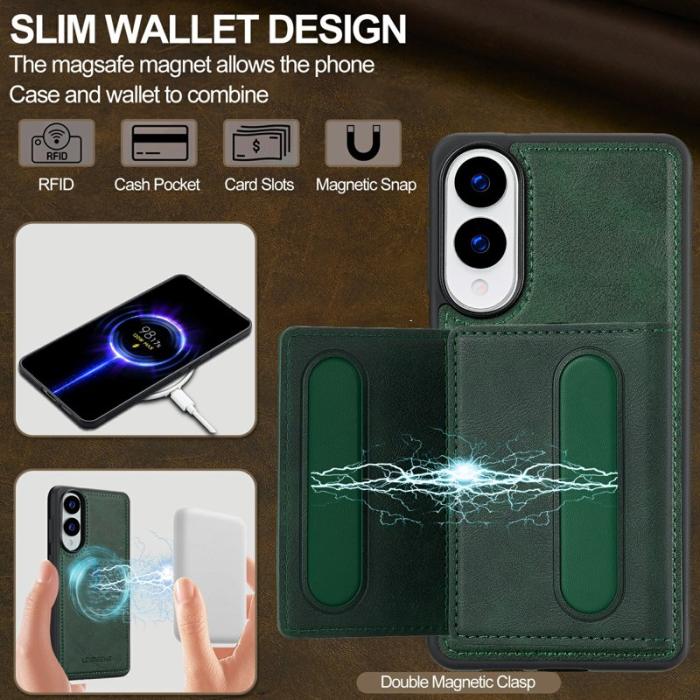 LC.imeeke - LC.IMEEKE L5 Samsung Galaxy S25 Edge Fodral KonstLäder - Grön