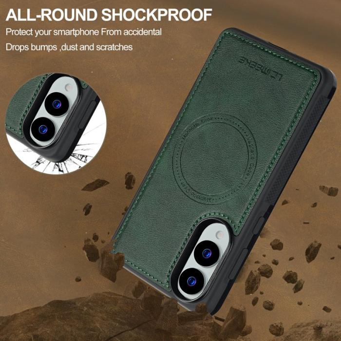 LC.imeeke - LC.IMEEKE L5 Samsung Galaxy S25 Edge Fodral KonstLäder - Grön