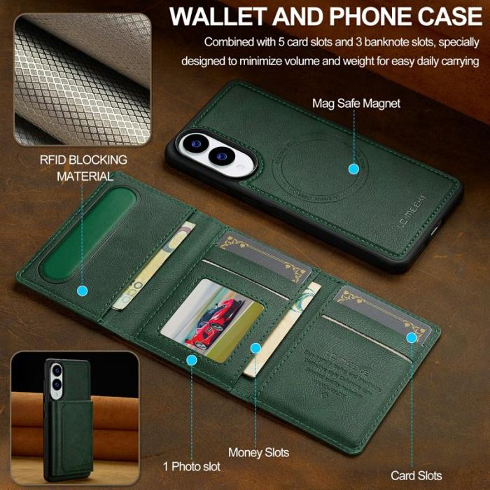 LC.imeeke - LC.IMEEKE L5 Samsung Galaxy S25 Edge Fodral KonstLäder - Grön