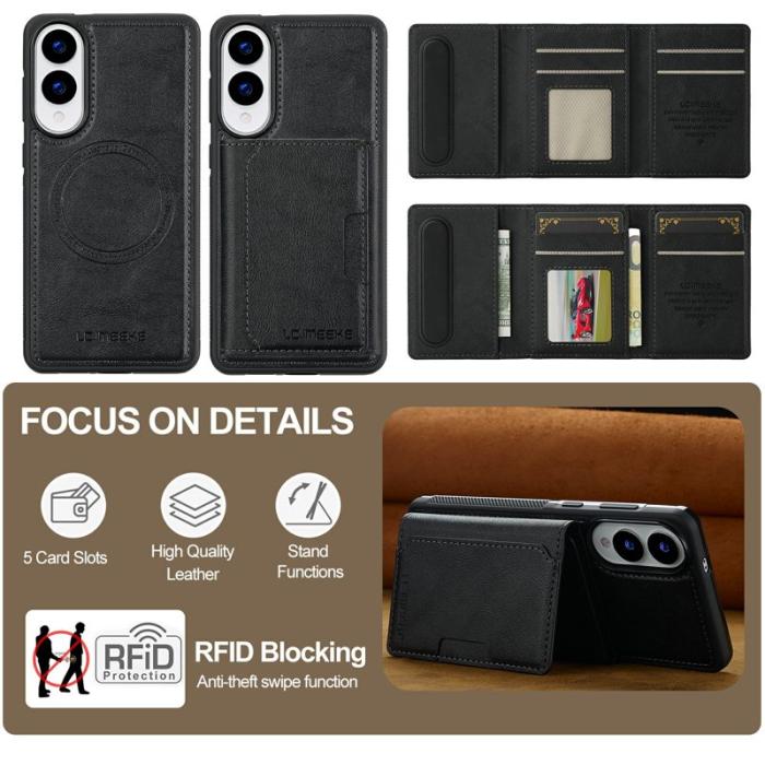 LC.imeeke - LC.IMEEKE L5 Samsung Galaxy S25 Edge Fodral KonstLäder - Svart