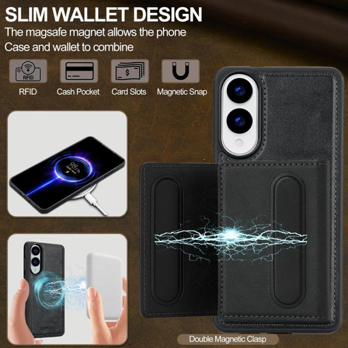 LC.imeeke - LC.IMEEKE L5 Samsung Galaxy S25 Edge Fodral KonstLäder - Svart