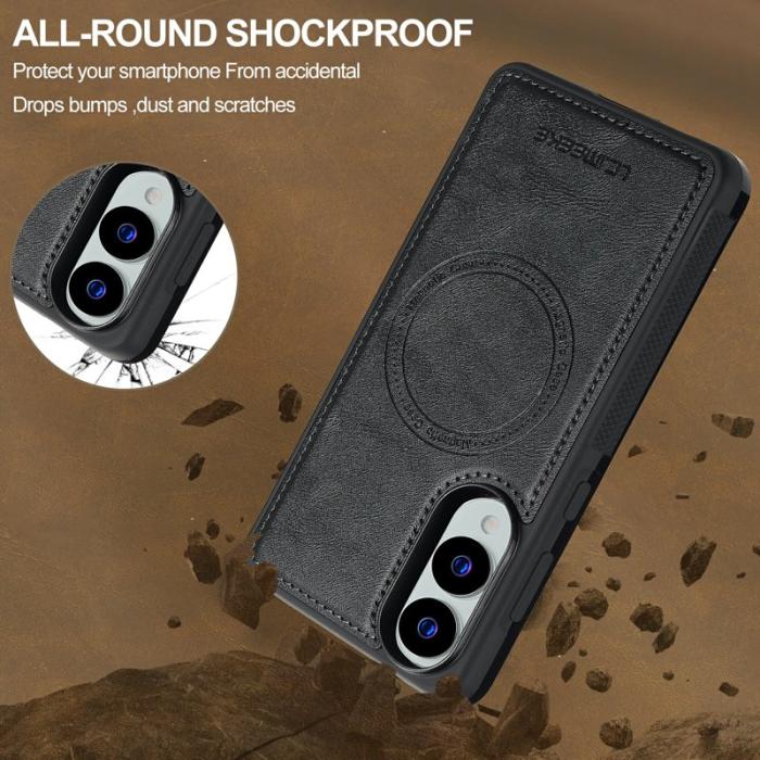 LC.imeeke - LC.IMEEKE L5 Samsung Galaxy S25 Edge Fodral KonstLäder - Svart