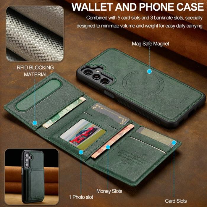 LC.imeeke - LC.IMEEKE L5 Samsung Galaxy S25 FE Fodral Äkta läder - Grön