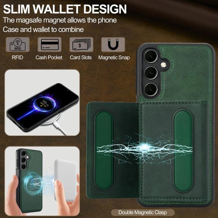 LC.imeeke - LC.IMEEKE L5 Samsung Galaxy S25 FE Fodral Äkta läder - Grön