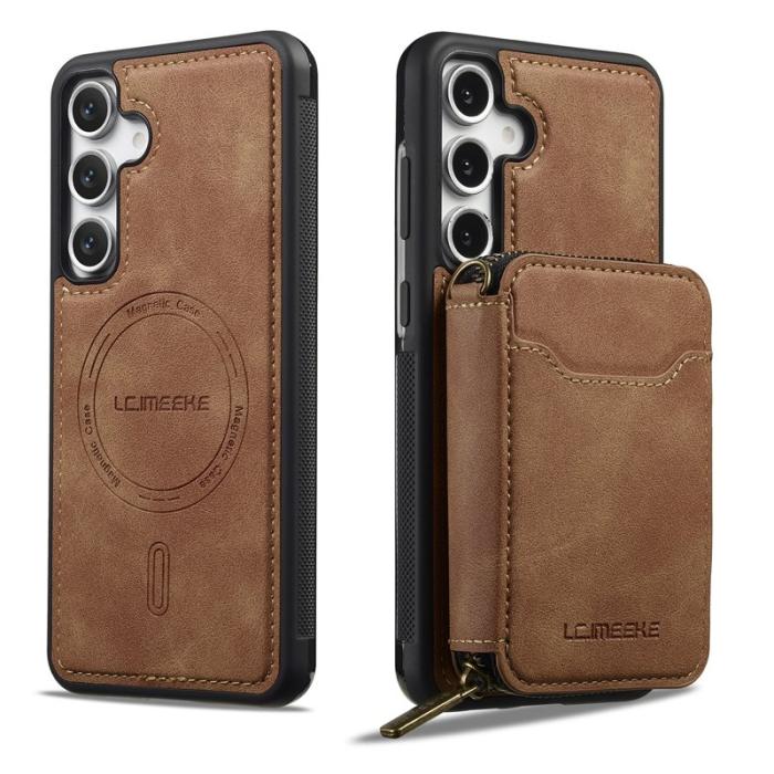 LC.imeeke - LC.IMEEKE L6 för Samsung Galaxy A35 5G Fodral - Äkta läder - Brun