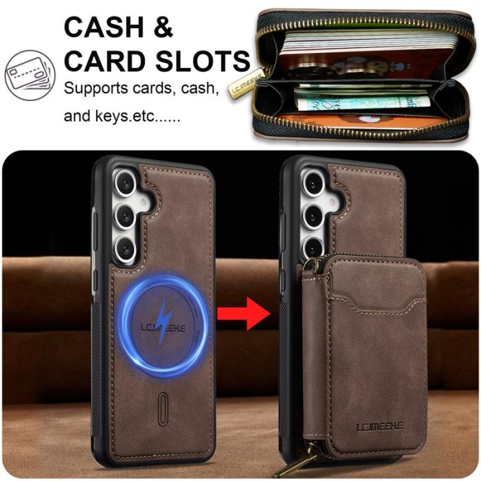 LC.imeeke - LC.IMEEKE L6 för Samsung Galaxy A55 5G Fodral - Äkta läder - Kaffe