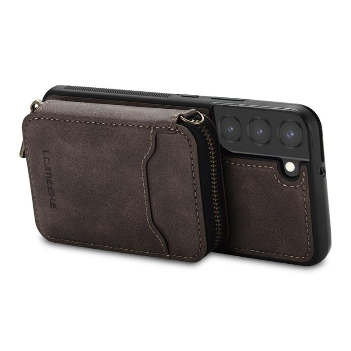 LC.imeeke - LC.IMEEKE L6 för Samsung Galaxy S22 5G Fodral - Äkta läder - Coffee