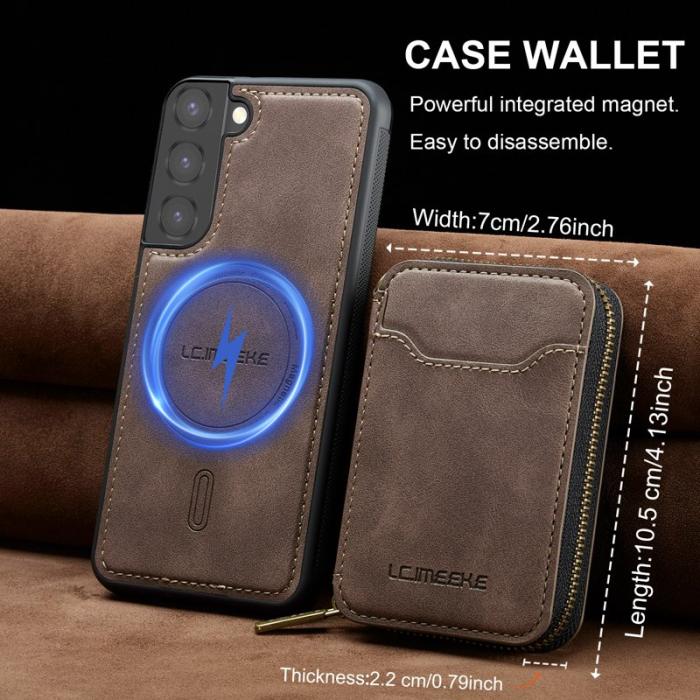 LC.imeeke - LC.IMEEKE L6 för Samsung Galaxy S22 5G Fodral - Äkta läder - Coffee