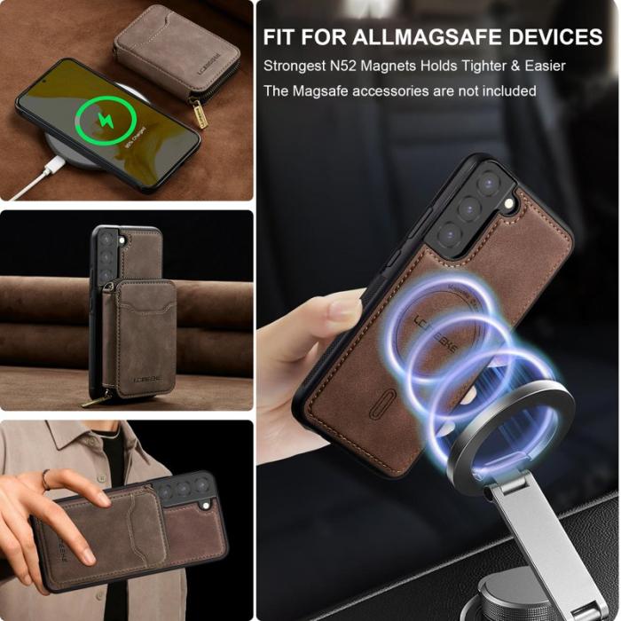 LC.imeeke - LC.IMEEKE L6 för Samsung Galaxy S22 5G Fodral - Äkta läder - Coffee
