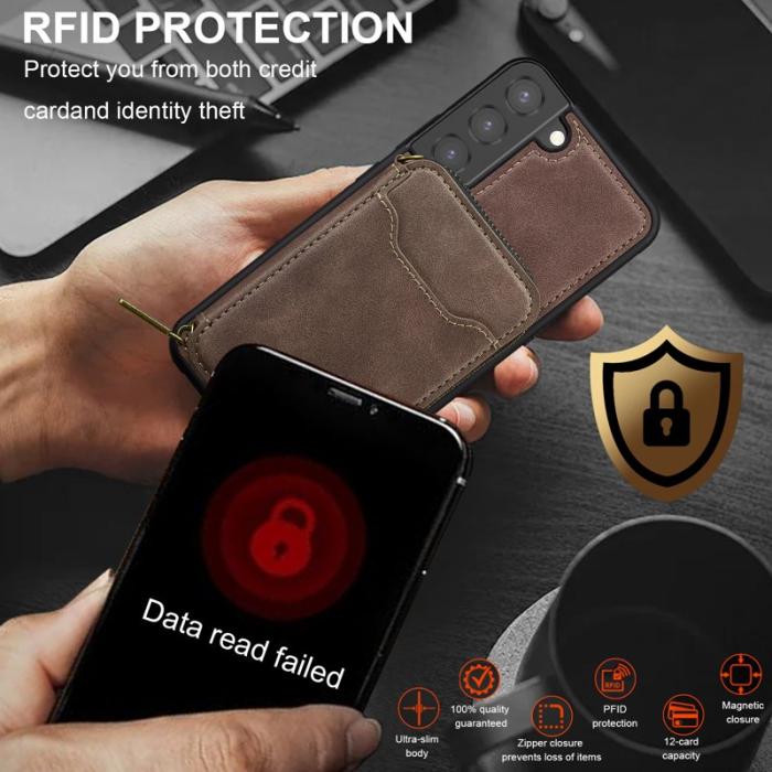 LC.imeeke - LC.IMEEKE L6 för Samsung Galaxy S22 5G Fodral - Äkta läder - Coffee