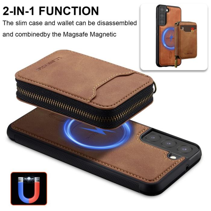 LC.imeeke - LC.IMEEKE L6 för Samsung Galaxy S22+ Fodral - Äkta läder - Brun