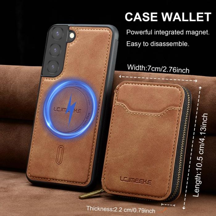 LC.imeeke - LC.IMEEKE L6 för Samsung Galaxy S22+ Fodral - Äkta läder - Brun