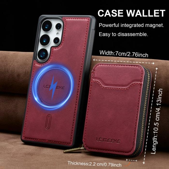 LC.imeeke - LC.IMEEKE L6 för Samsung Galaxy S23 Ultra - Fodral - Läder - Röd
