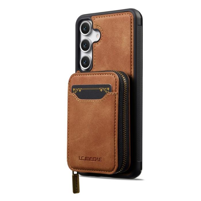 LC.imeeke - LC.IMEEKE L6 för Samsung Galaxy S24 FE Fodral - Äkta läder - Brun