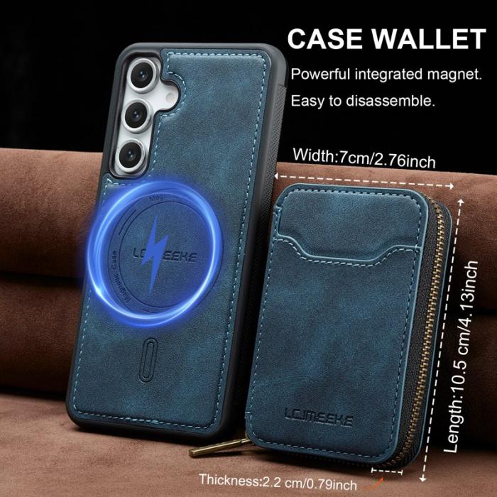 LC.imeeke - LC.IMEEKE L6 för Samsung Galaxy S24+ Fodral - Läder - Blå