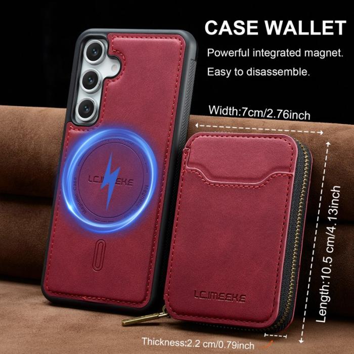 LC.imeeke - LC.IMEEKE L6 för Samsung Galaxy S24 Fodral - Röd Äkta läder