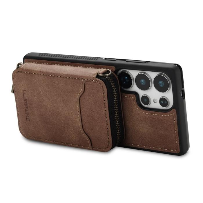 LC.imeeke - LC.IMEEKE L6 för Samsung Galaxy S24 Ultra Fodral - Äkta läder - Brun