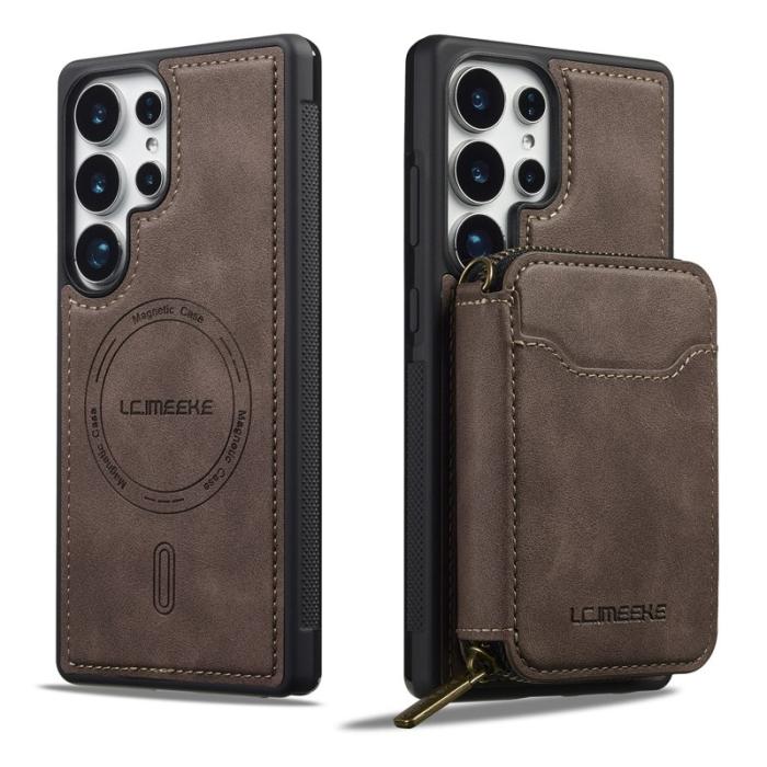 LC.imeeke - LC.IMEEKE L6 för Samsung Galaxy S24 Ultra - Fodral Äkta läder - Kaffe