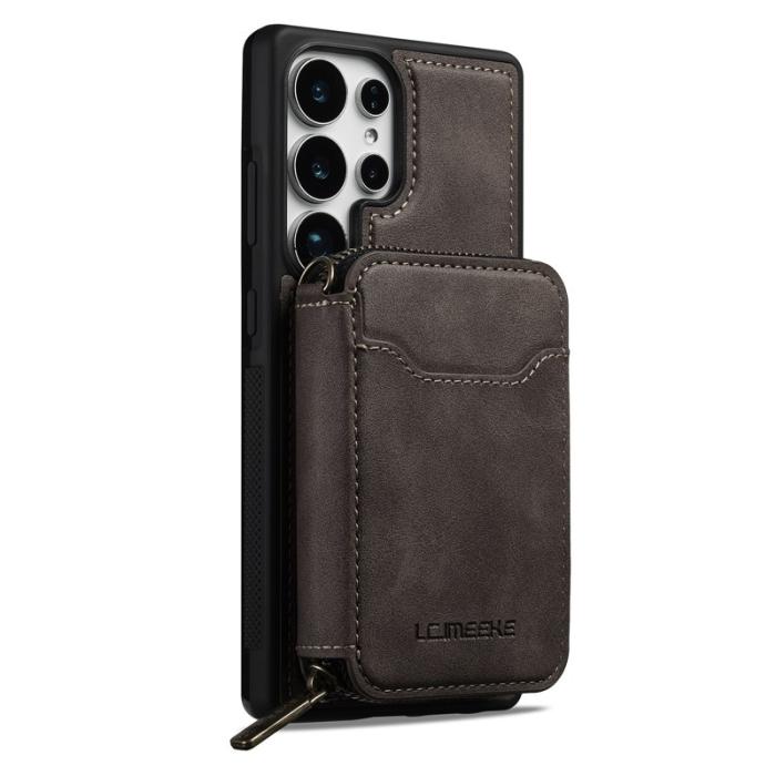 LC.imeeke - LC.IMEEKE L6 för Samsung Galaxy S24 Ultra - Fodral Äkta läder - Kaffe