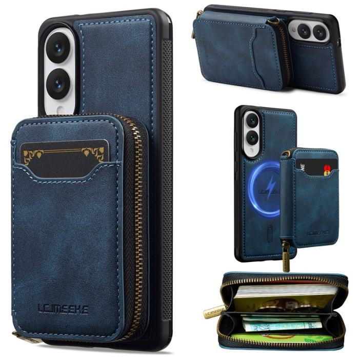 LC.imeeke - LC.IMEEKE L6 för Samsung Galaxy S25 Edge Konstläder Plånboksfodral - Blå