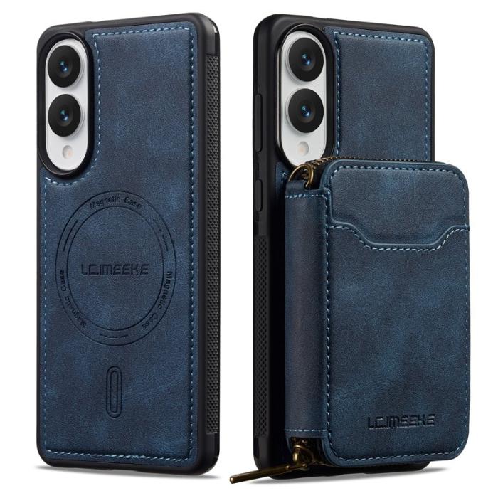 LC.imeeke - LC.IMEEKE L6 för Samsung Galaxy S25 Edge Konstläder Plånboksfodral - Blå