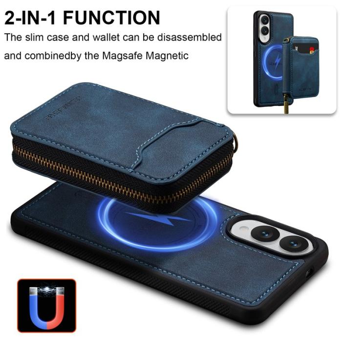 LC.imeeke - LC.IMEEKE L6 för Samsung Galaxy S25 Edge Konstläder Plånboksfodral - Blå