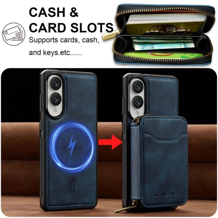 LC.imeeke - LC.IMEEKE L6 för Samsung Galaxy S25 Edge Konstläder Plånboksfodral - Blå