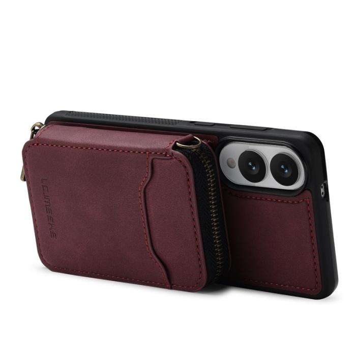 LC.imeeke - LC.IMEEKE L6 för Samsung Galaxy S25 Edge Konstläder Plånboksfodral - Röd