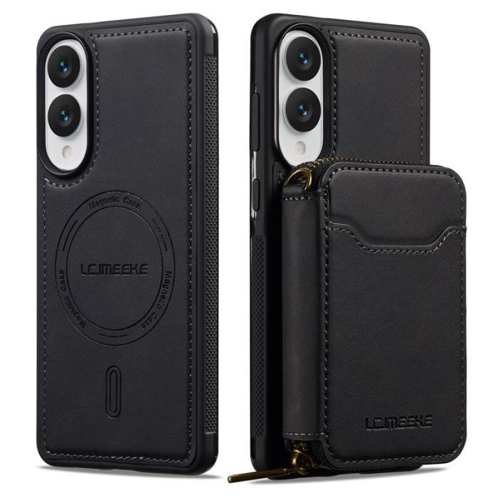 LC.imeeke - LC.IMEEKE L6 för Samsung Galaxy S25 Edge Konstläder Plånboksfodral - Svart