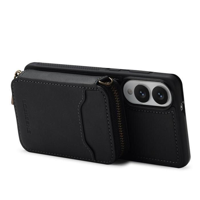 LC.imeeke - LC.IMEEKE L6 för Samsung Galaxy S25 Edge Konstläder Plånboksfodral - Svart