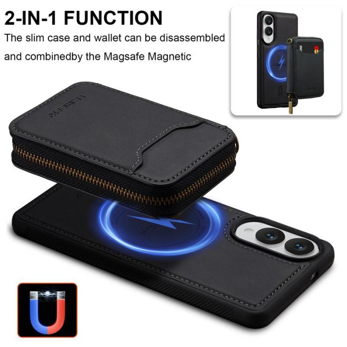 LC.imeeke - LC.IMEEKE L6 för Samsung Galaxy S25 Edge Konstläder Plånboksfodral - Svart